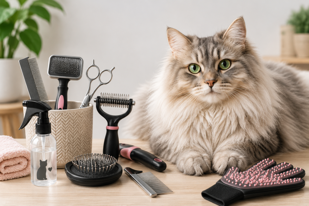 long-haired cat grooming tools